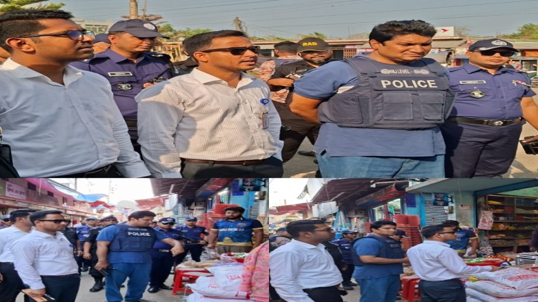 বরগুনায় ঈদুল ফিতর উপলক্ষে নিরাপত্তা জোরদার: যৌথ বাহিনীর মহড়া