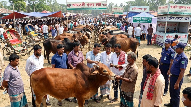 বরগুনায় জমে উঠছে কোরবানির পশুর হাট