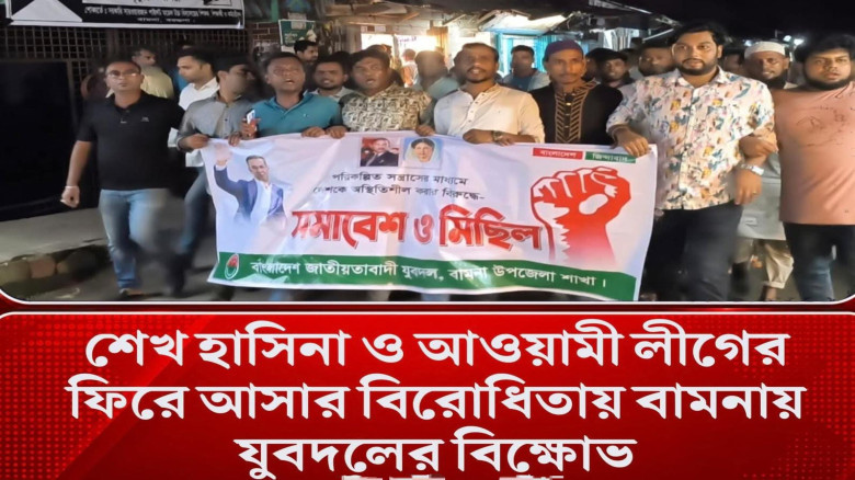 বামনায় আ.লীগের দেশজুড়ে নৈরাজ্যের প্রতিবাদে যুবদলের বিক্ষোভ