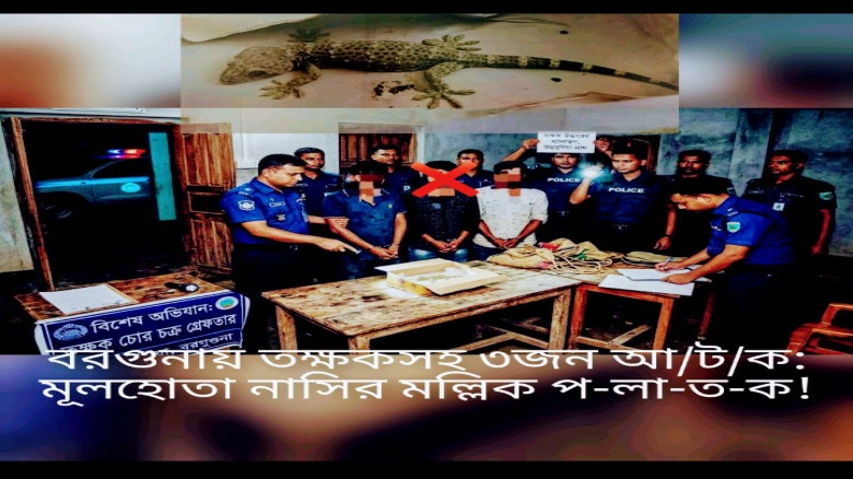 বরগুনায় তক্ষকসহ তিনজন আটক: মূলহোতা নাসির মল্লিক পলাতক!