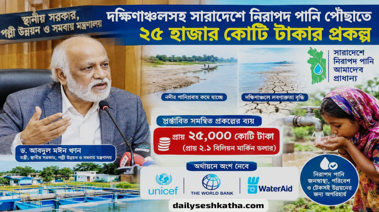 দক্ষিণাঞ্চলসহ সারাদেশে নিরাপদ পানি পৌঁছাতে ২৫ হাজার কোটি টাকার প্রকল্প...