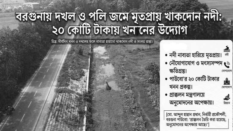 বরগুনায় দখল ও পলি জমে মৃতপ্রায় খাকদোন নদী:...