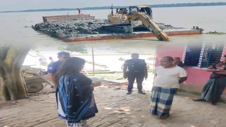 বামনায় বিষখালী নদীর চর থেকে মাটি কাটার দায়ে এক লাখ টাকা জর